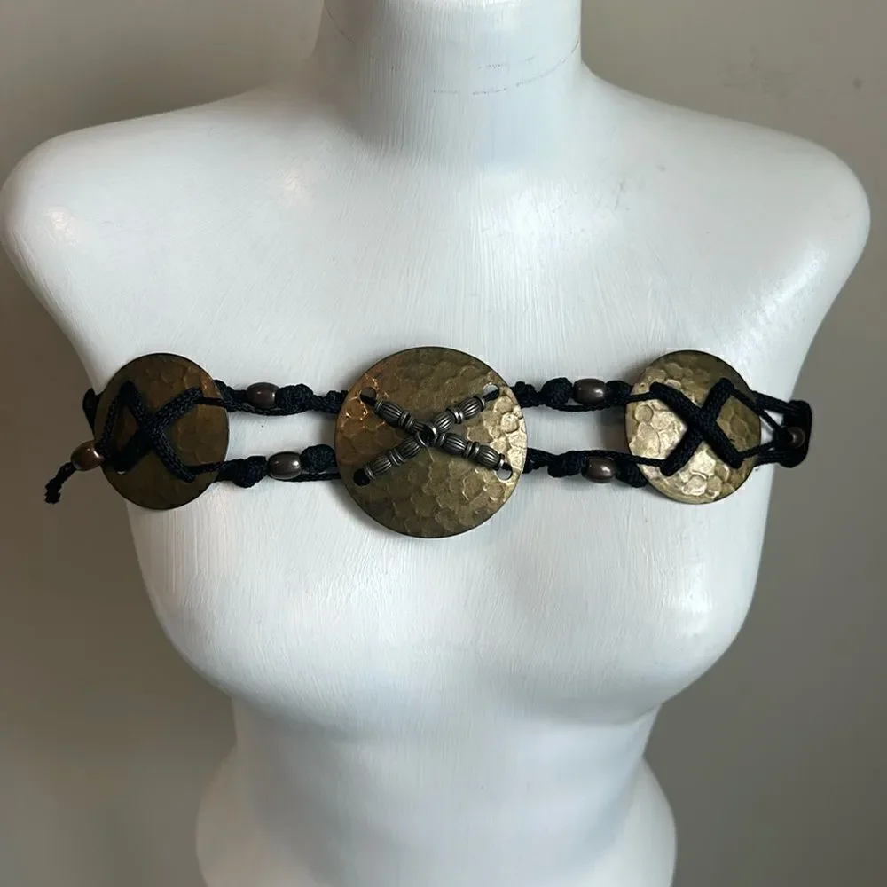 Vintage Metal/Bead/Bungee Belt Accessory 30” M
